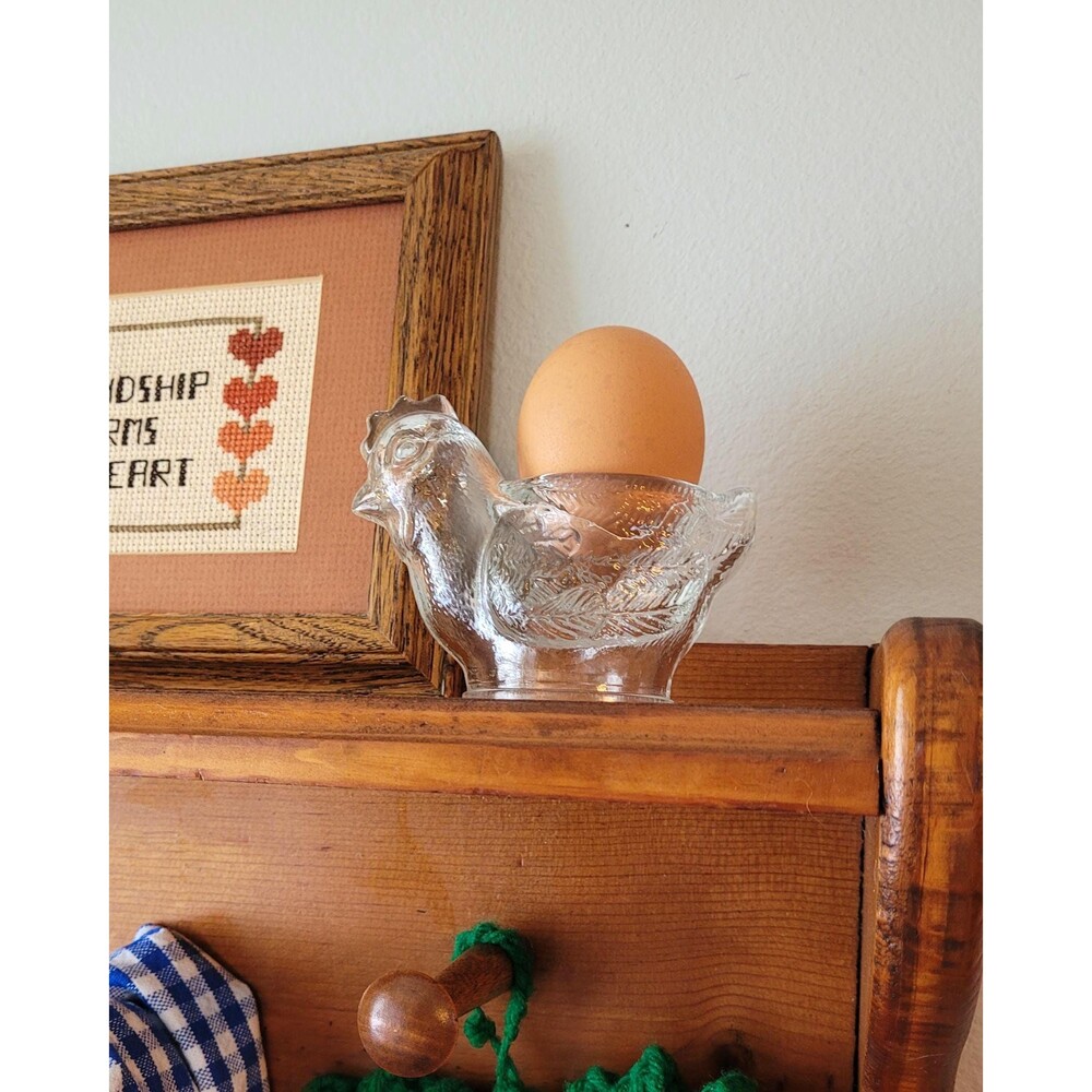 Vintage Egg Cup Clear Glass Hen on Nest WMF Germany